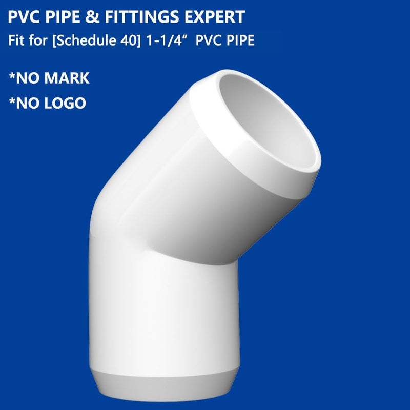 letsFix 45 Degree PVC Fittings 1-1/4 Inch (4-Pack), Furniture-Grade, Heavy-Duty Pipe Connectors for Plumbing, DIY Projects, and Home Furniture Assembly, Compatible with 1-1/4" Schedule 40 PVC Pipes‌ - Image 3
